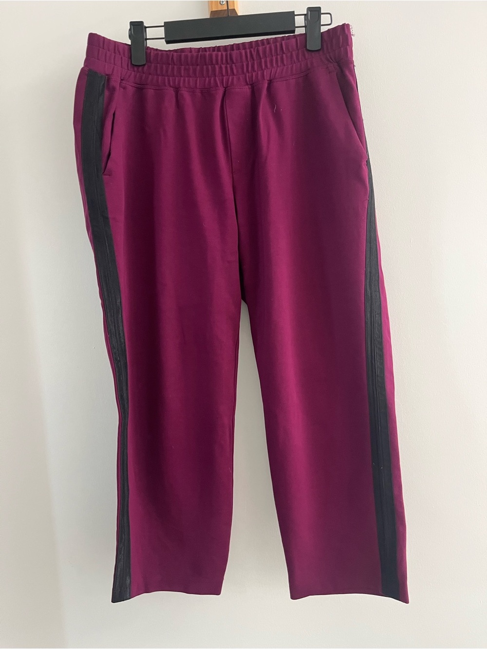 Burgundy Trouser Track Pants with Black Side Stripe